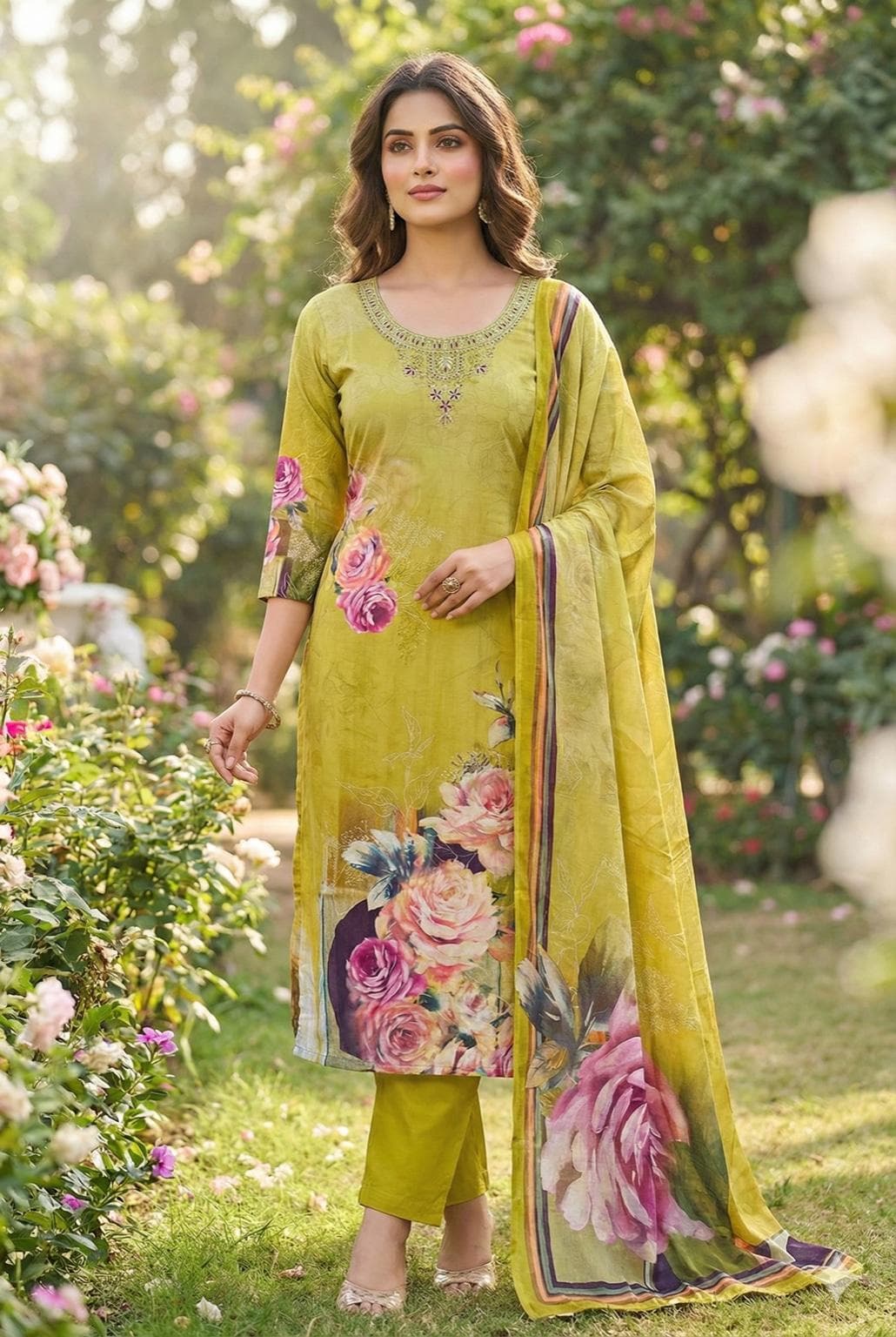 Printed Maslin Kurta Set