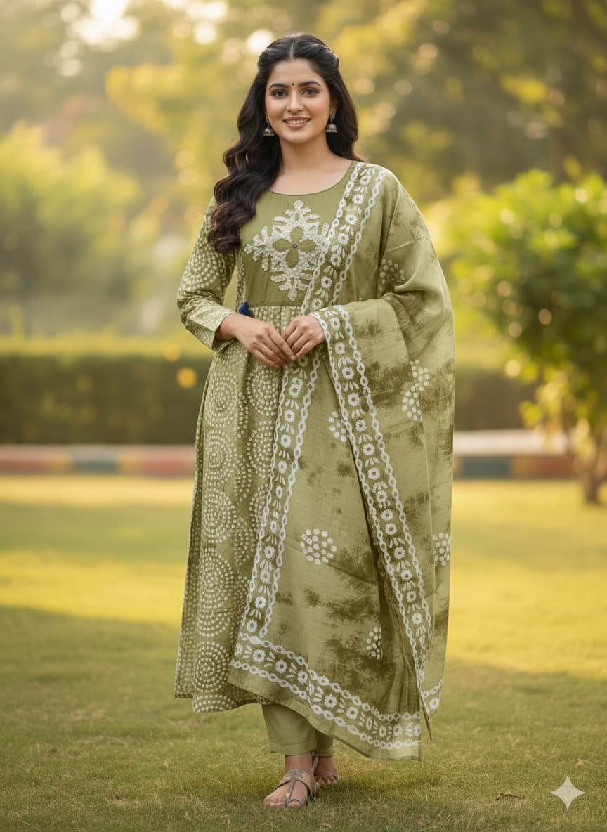 Batik Silk Kurta Set